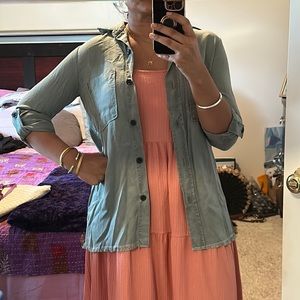 Zara Woman sea-green button-down shirt